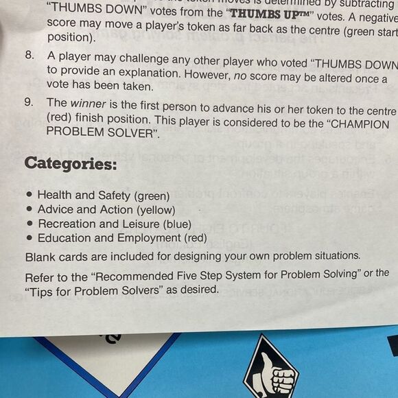 Vintage Thumbs Up The Perfect Problem Solving Board Game Rare - Picture 6 of 13